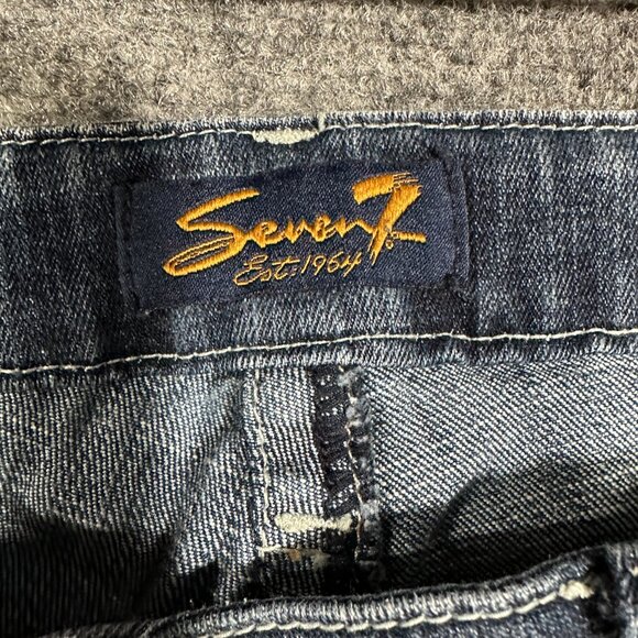 Seven7 Jeans Womens 8 Cotton Stretch Crop Embroidered Flap Pockets Distressed - Picture 5 of 10